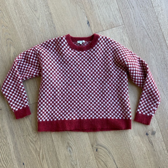 Madewell Red and White Checkered Women's Sweater - Picture 2 of 6
